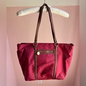 Red Nylon Banana Republic tote